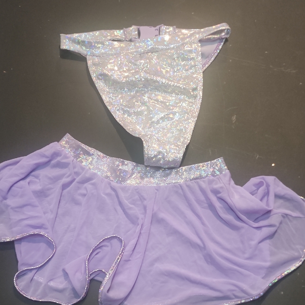 Roma Lavender Holographic Trim Dance Top Set